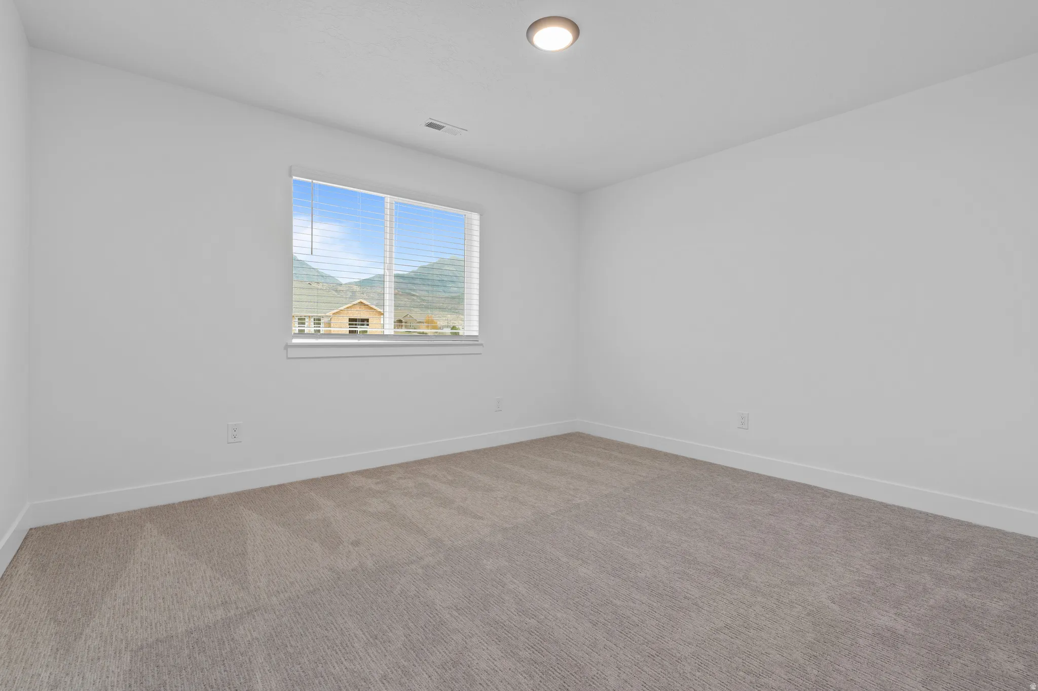 Carpeted empty room with baseboards