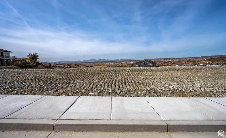 View of yard with a mountain view