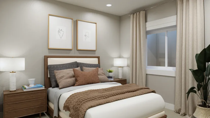 Bedroom with recessed lighting