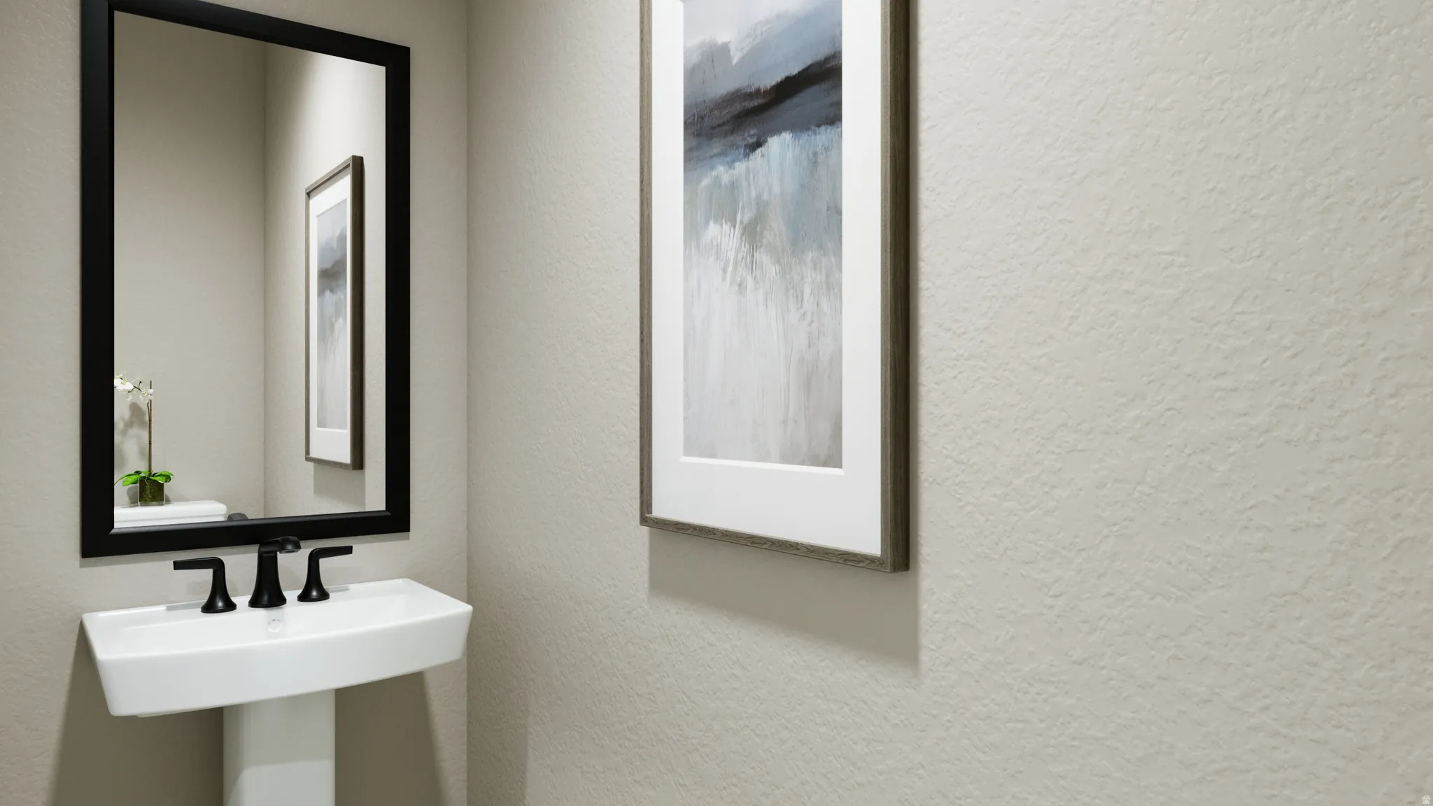 Bathroom with a textured wall