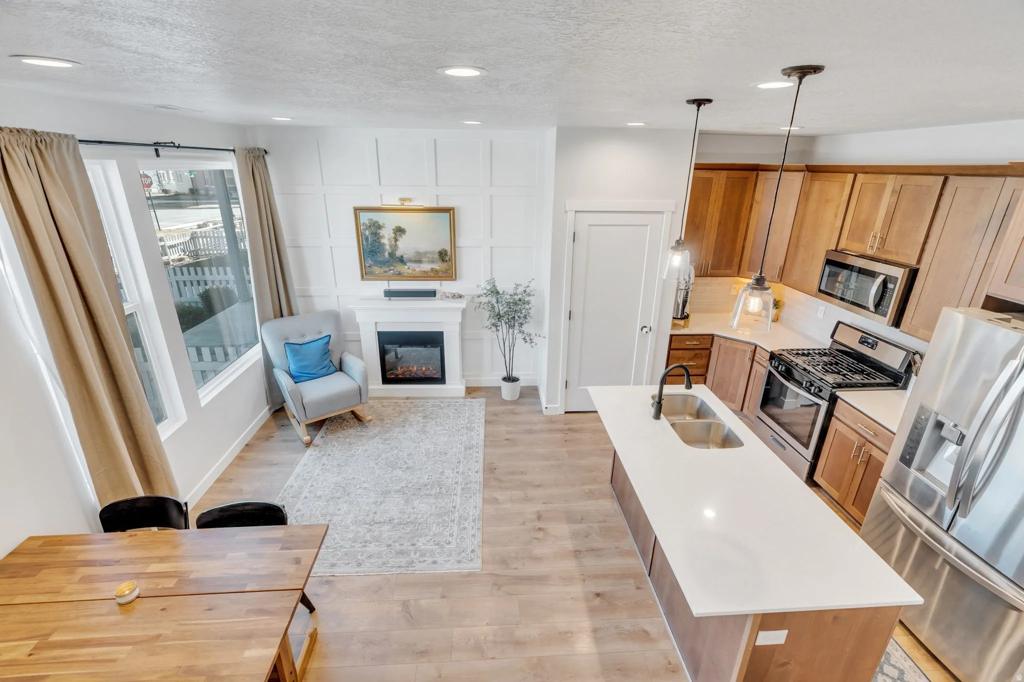 Overview of the kitchen and living space