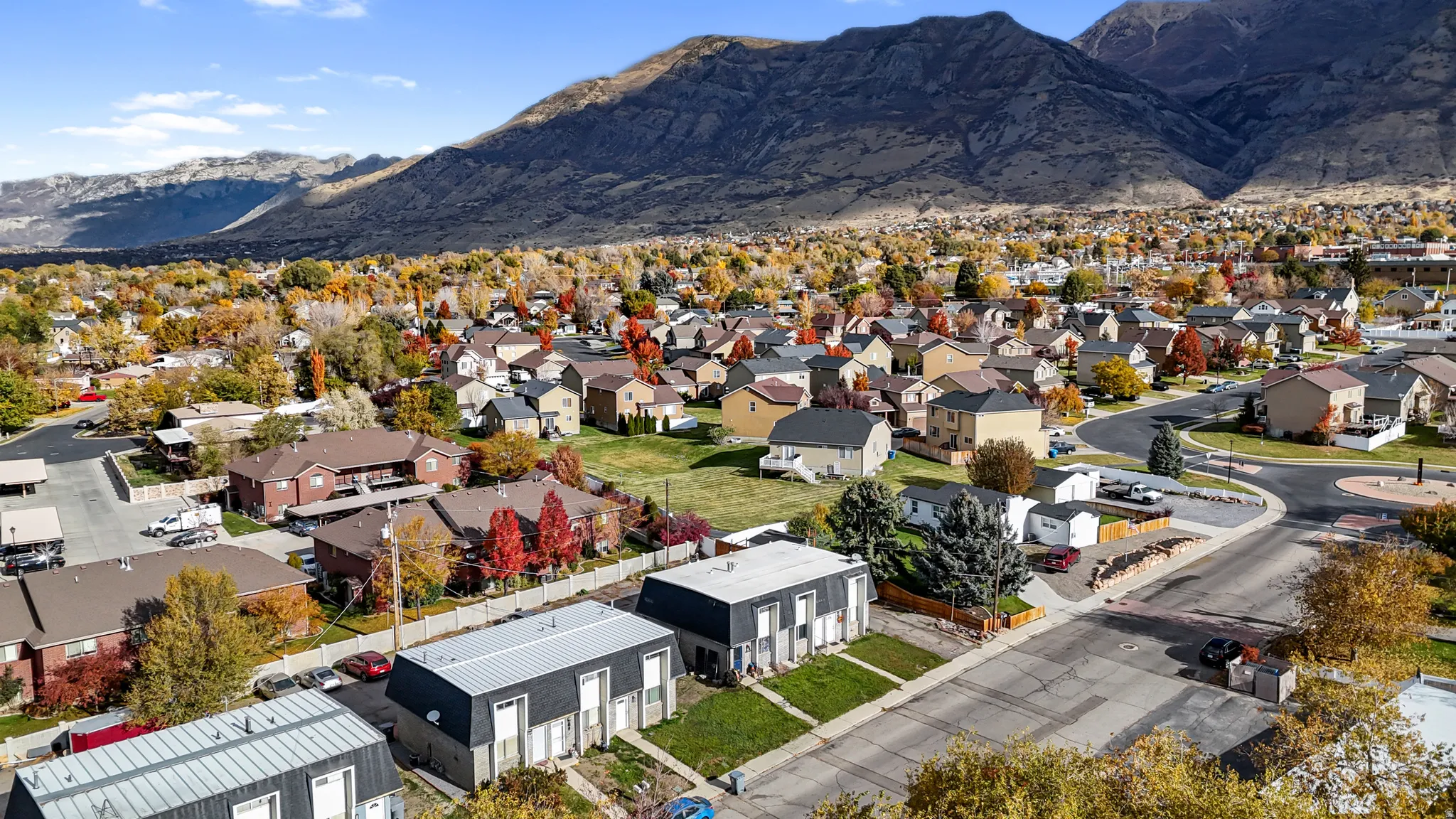 Aerial view of a mountainous background