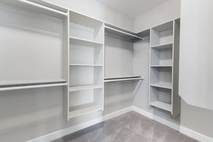 Spacious closet with light colored carpet