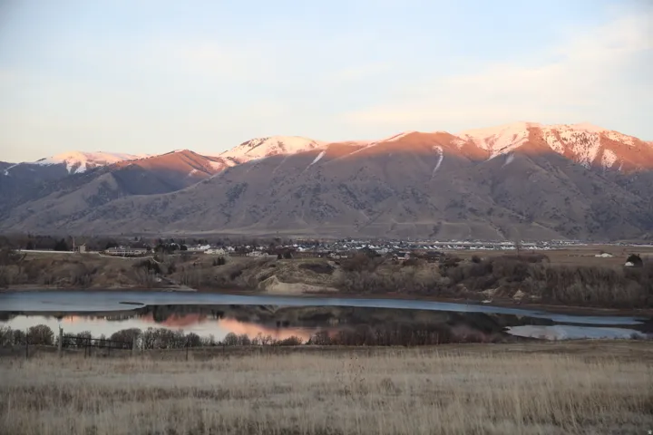 Mountain view featuring Hyrum Reservoir