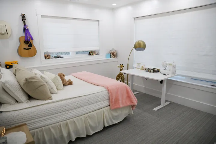 Carpeted bedroom featuring recessed lighting