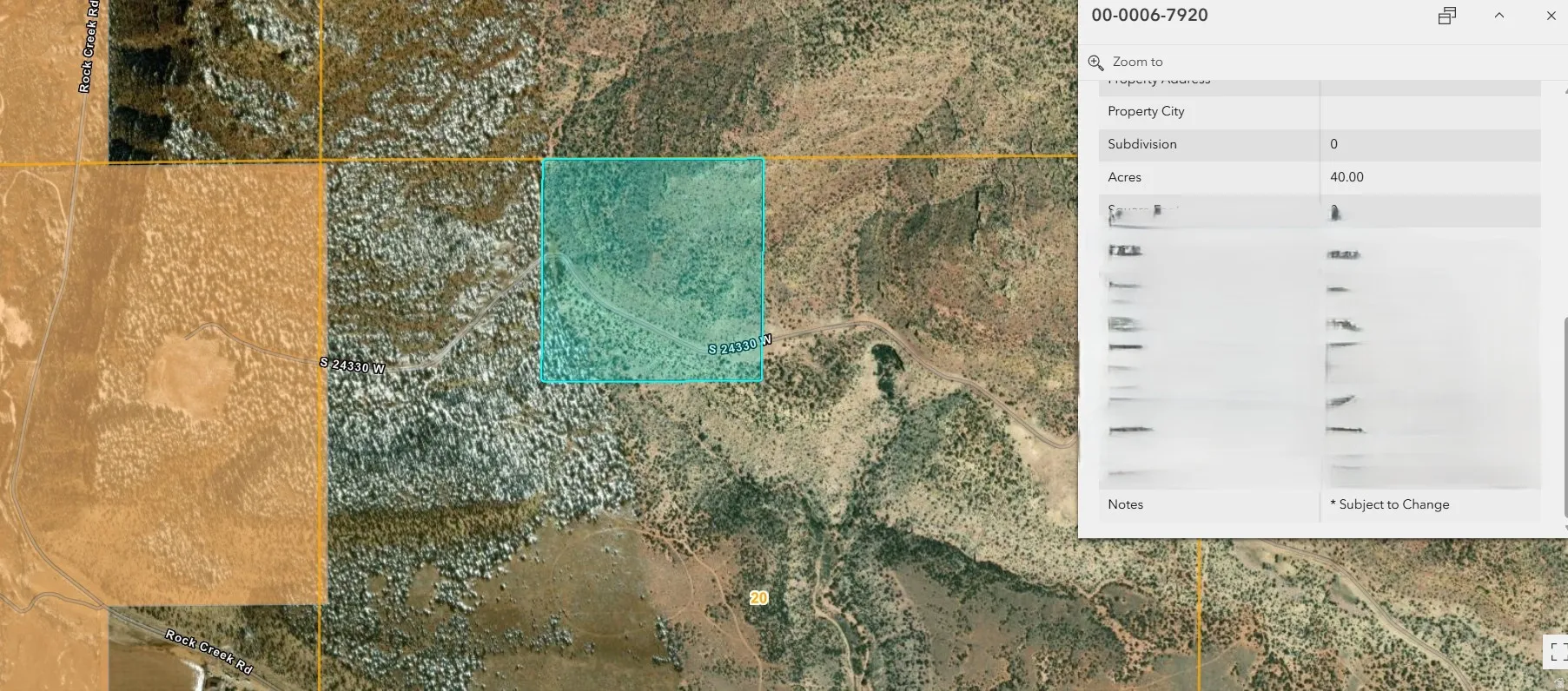 Map / location with property parcel outlined