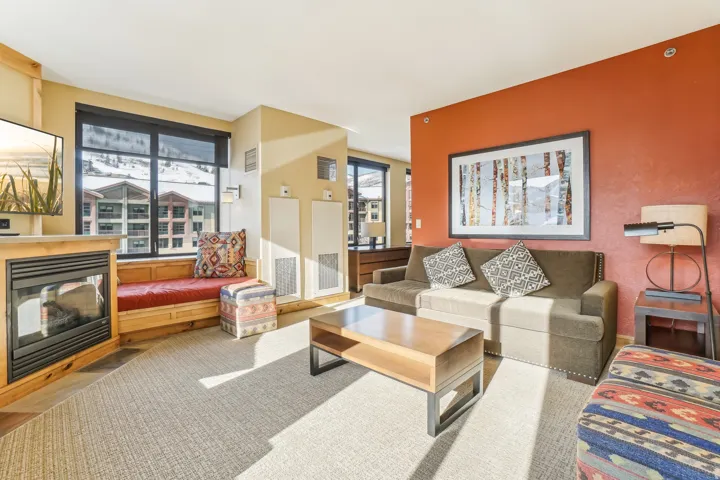 Living area with a multi sided fireplace