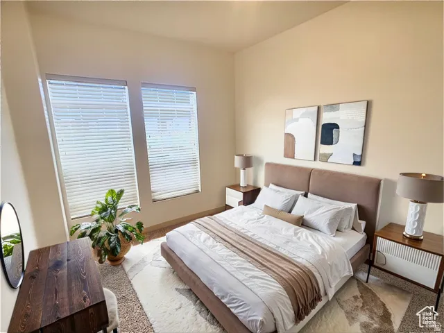 Bedroom featuring carpet