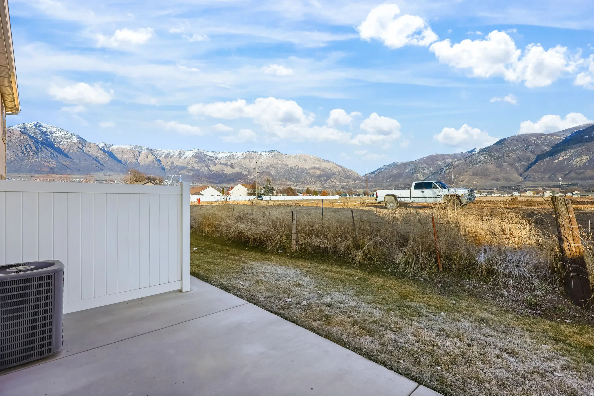 View of patio / terrace featuring a mountain view