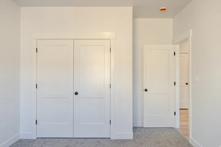 Unfurnished bedroom featuring carpet floors and a closet