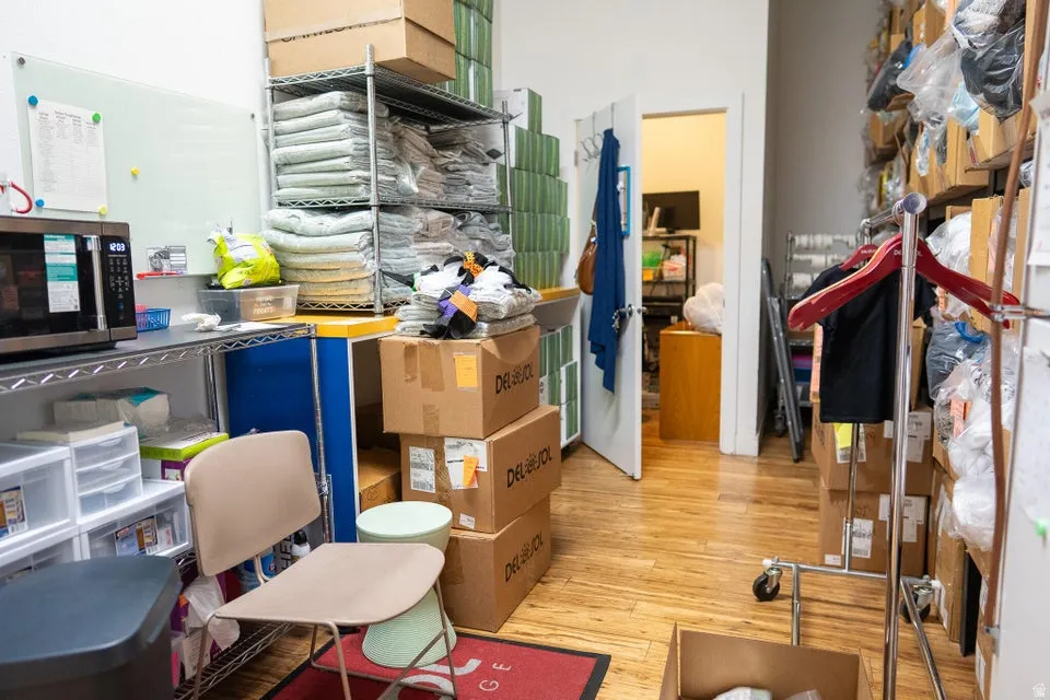 Office featuring light wood-style flooring