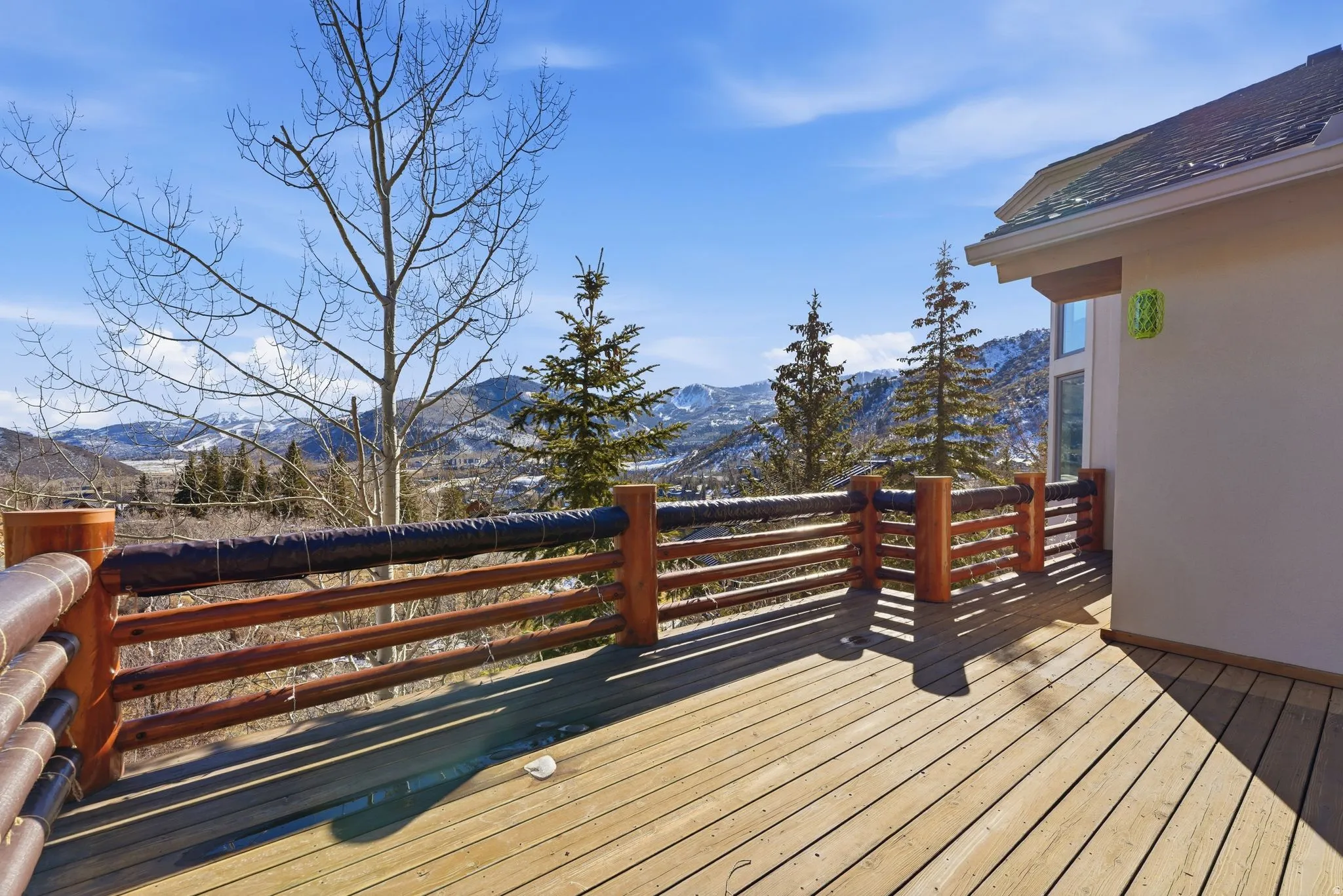 Wooden terrace with a mountain view