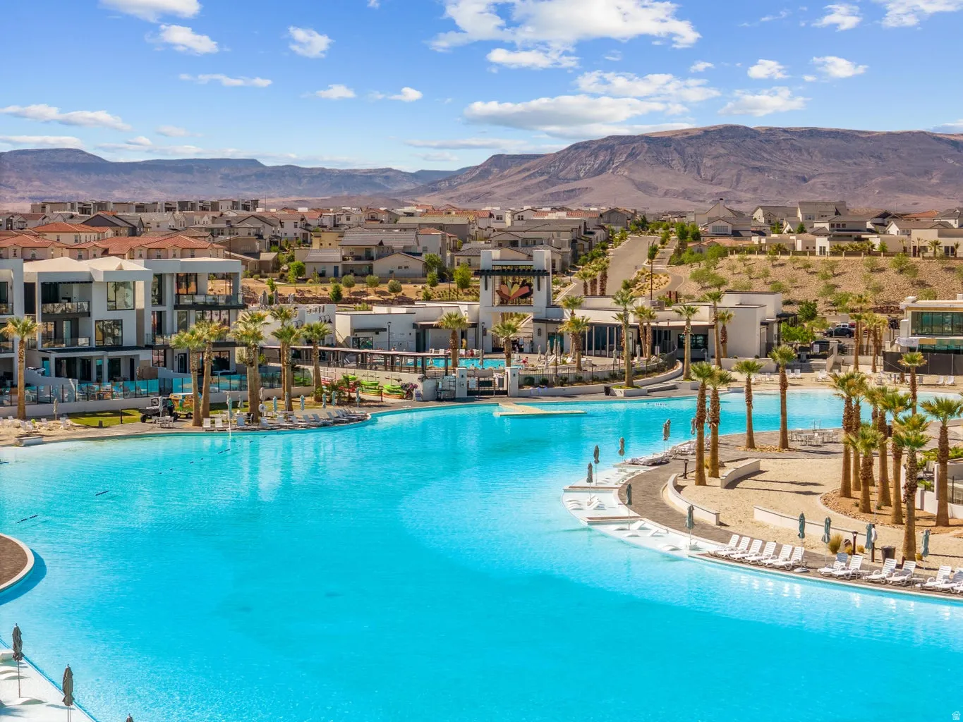 Community pool featuring a mountain view and a residential view