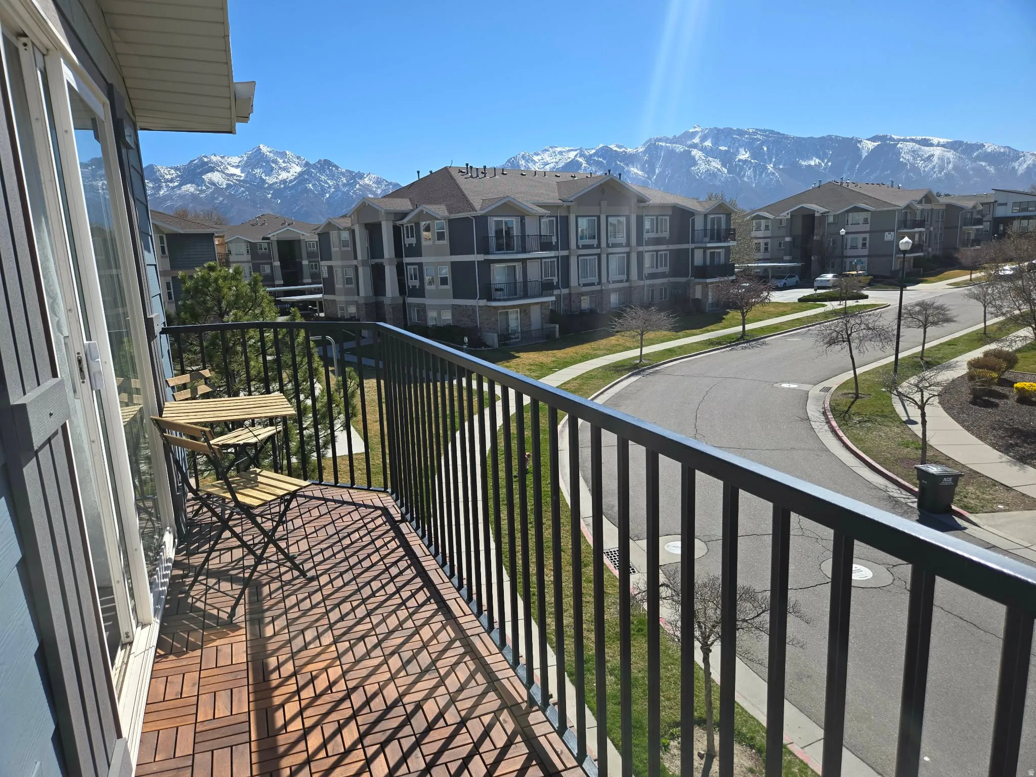 Balcony with a mountain view