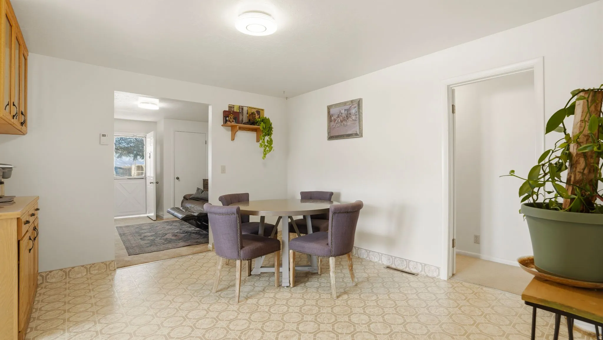 Dining room featuring light floors