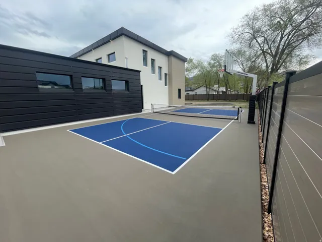 View of Pickleball and Basketball court.