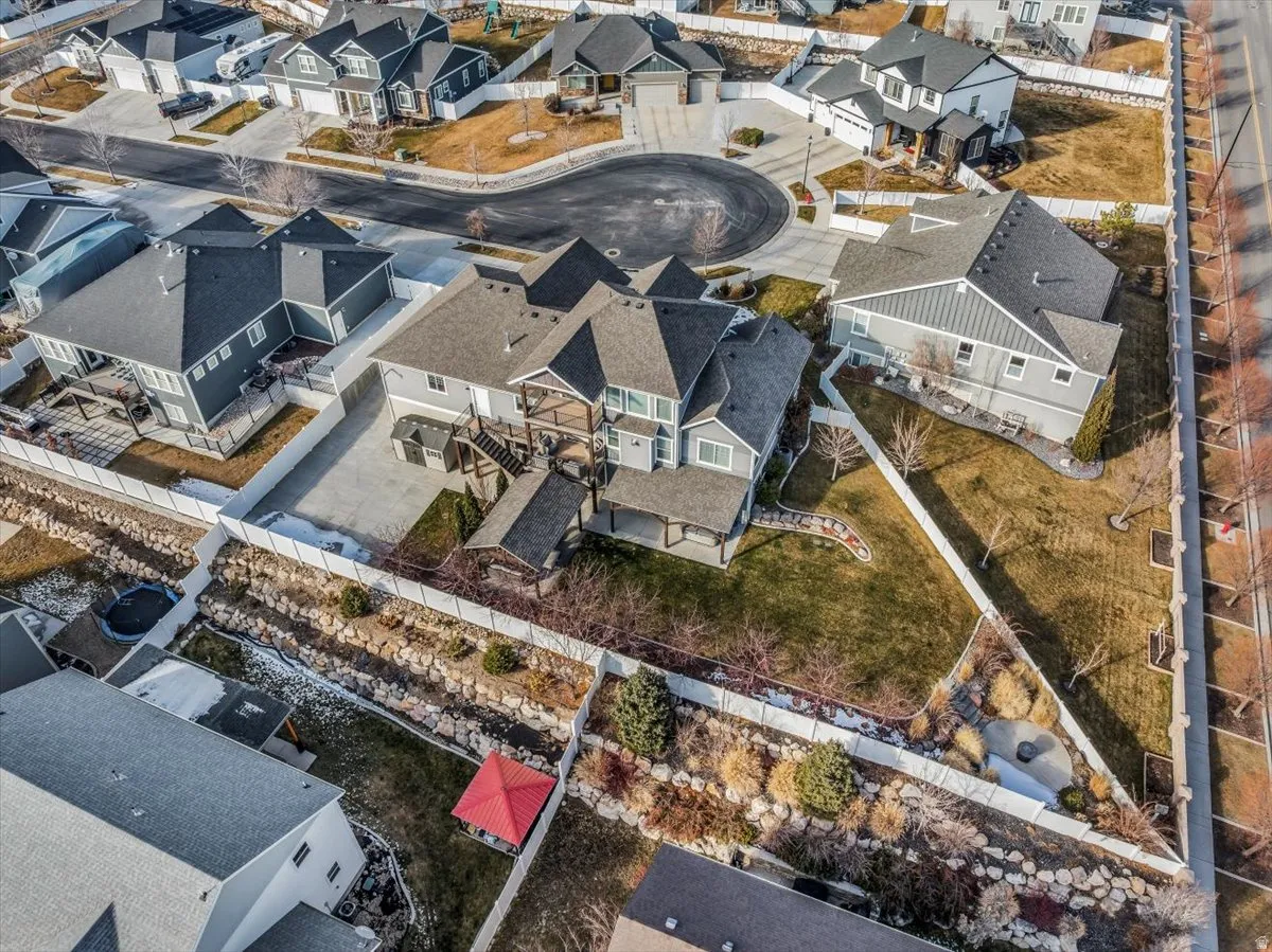 Aerial perspective of suburban area