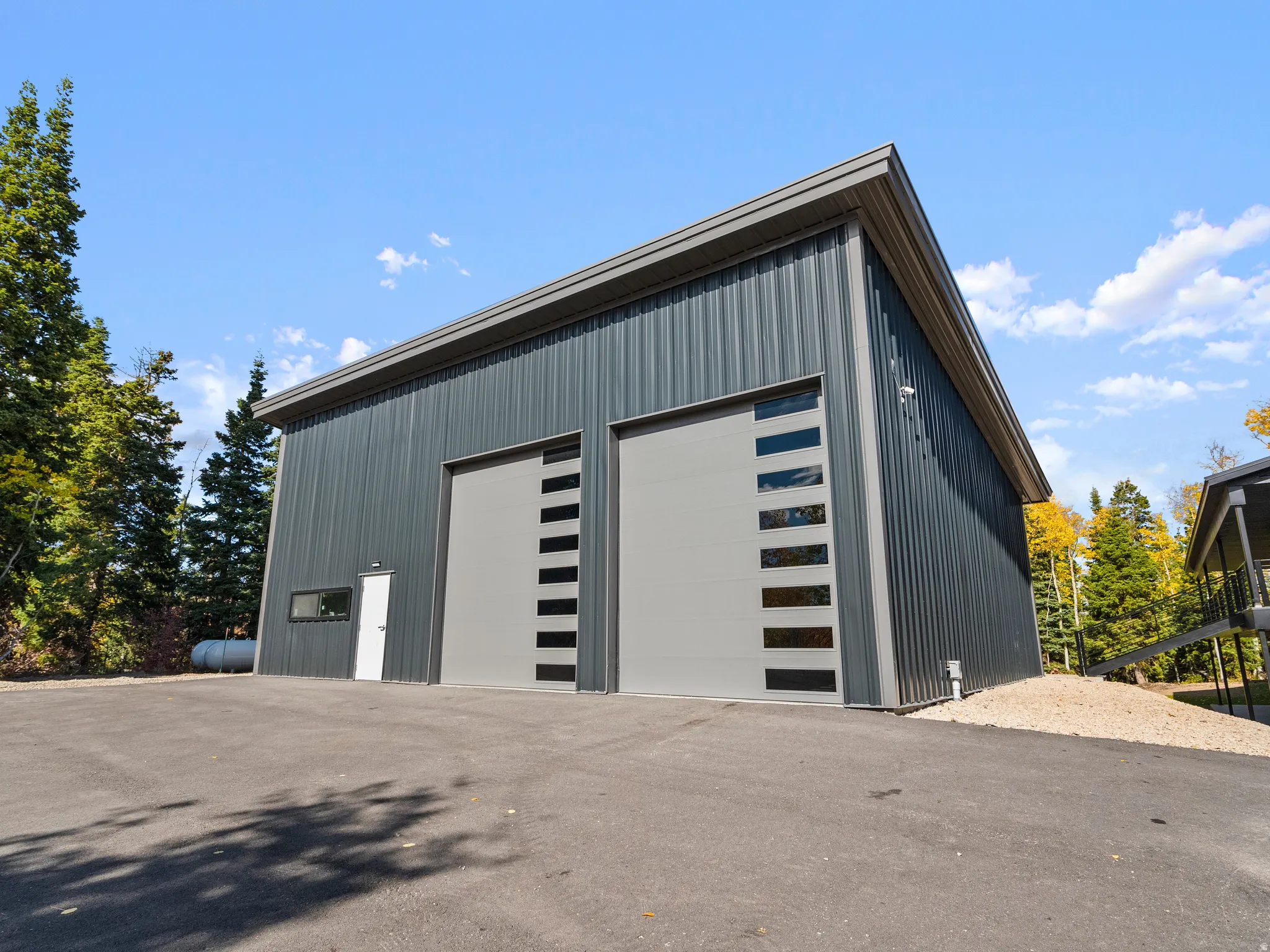 View of detached garage