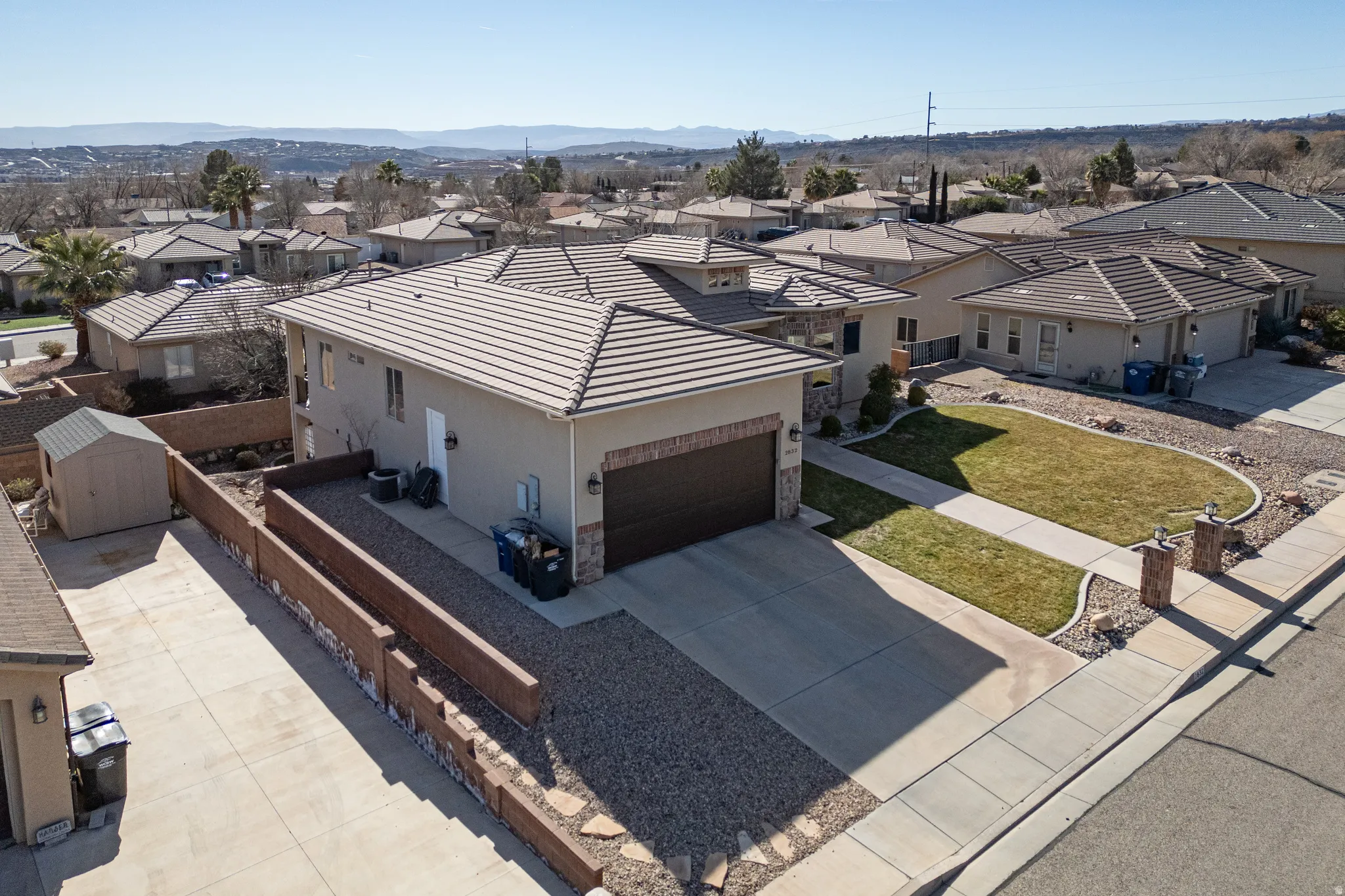 Aerial view of residential area