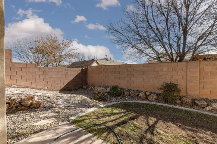 View of fenced backyard