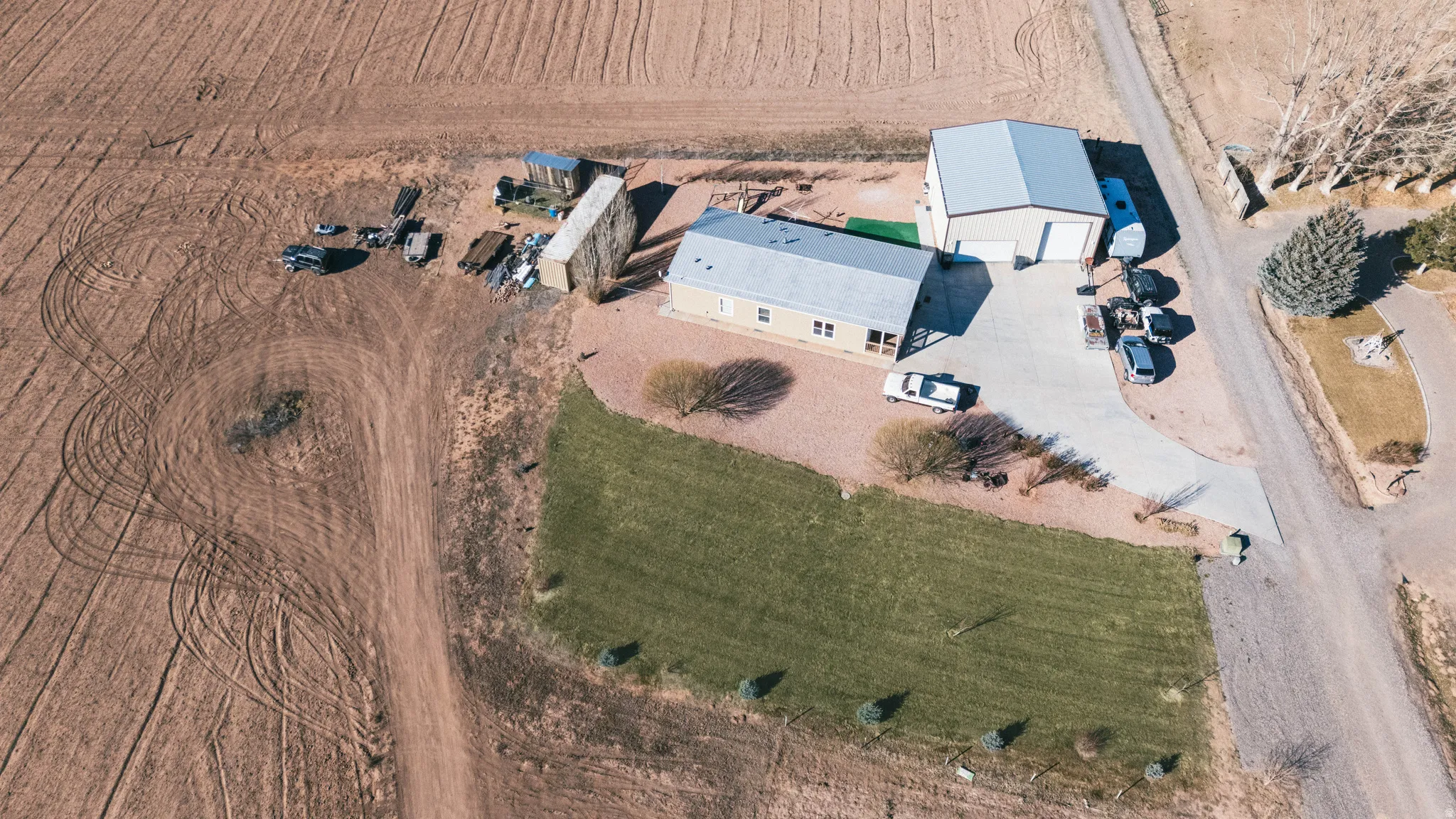 Aerial overview of property's location featuring rural landscape