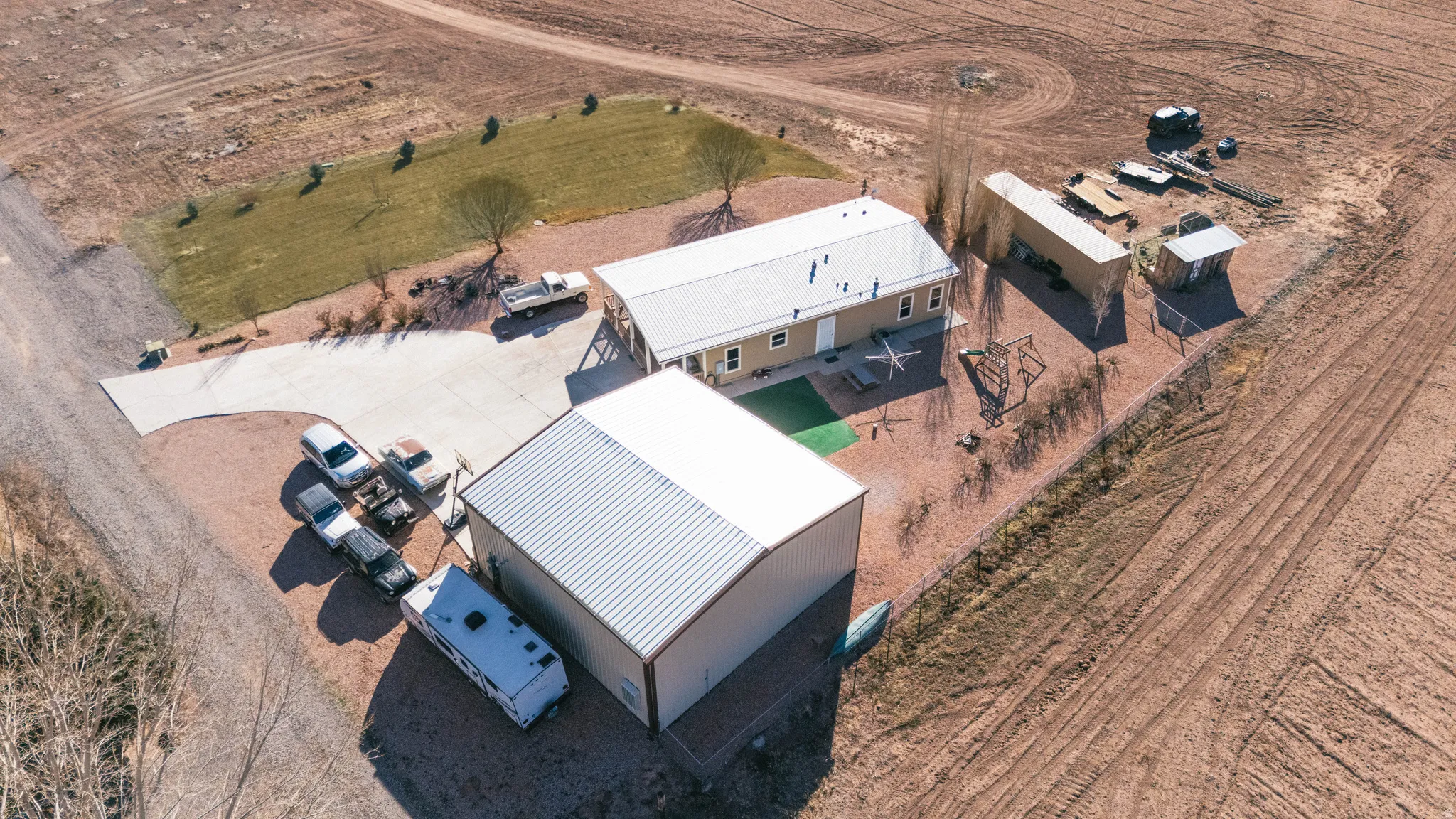 Aerial overview of property's location with rural landscape