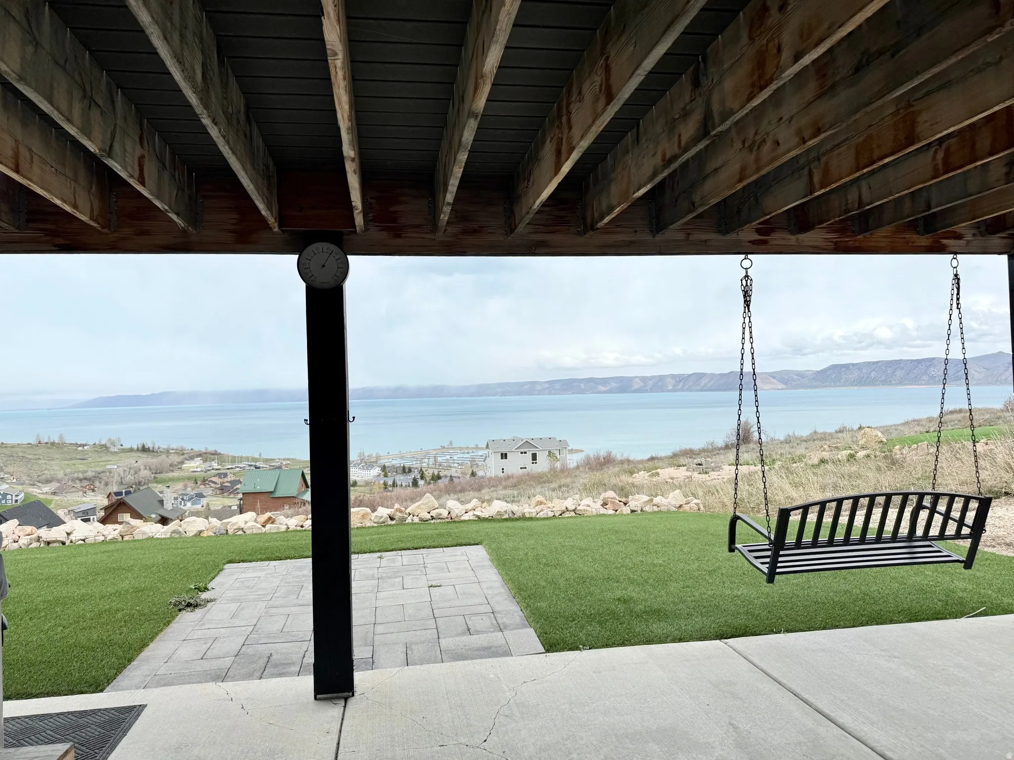 View of patio featuring a water view