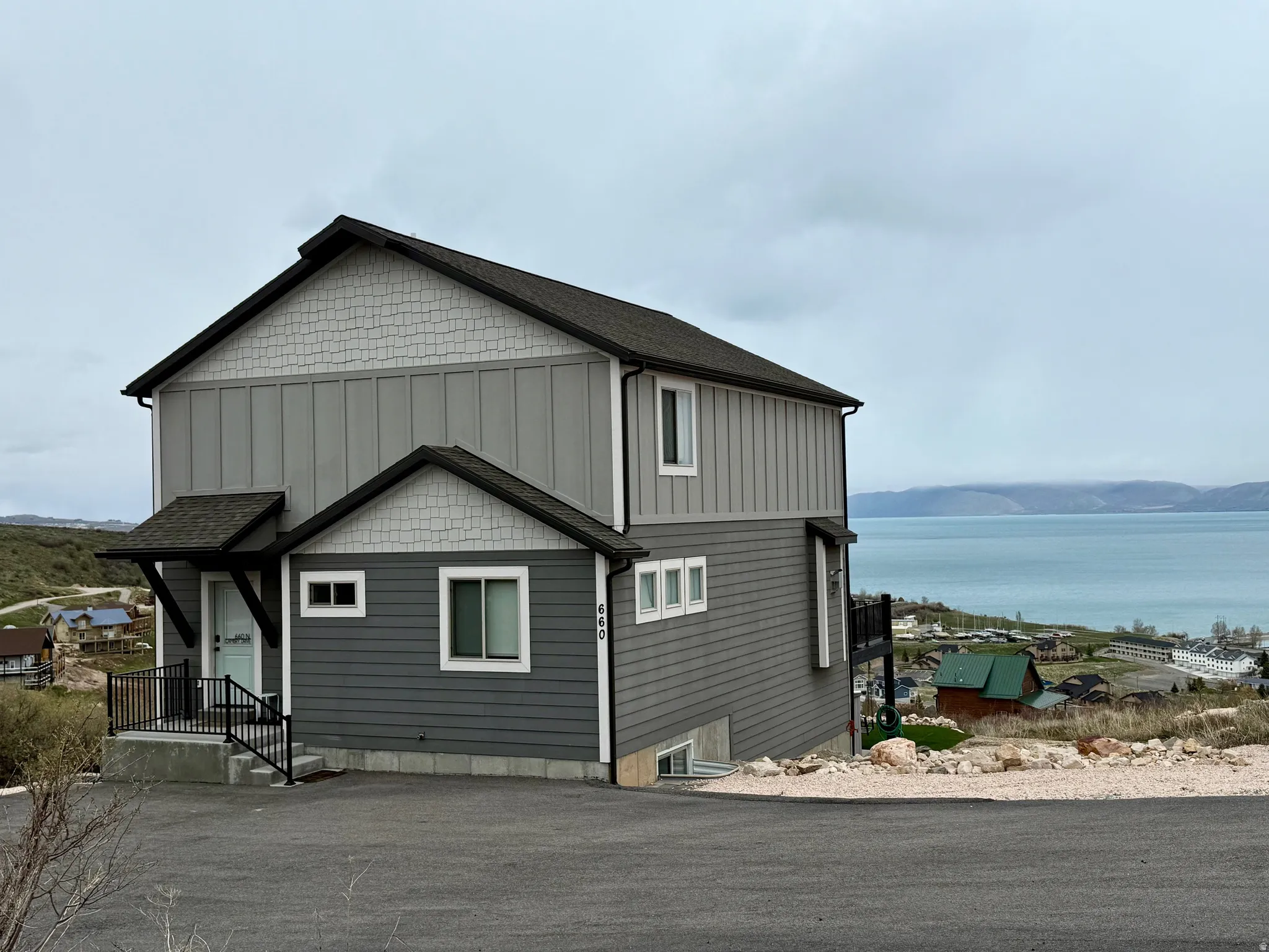 View of side of home with board and batten siding