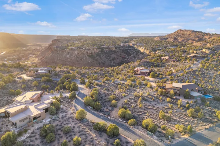 Aerial view of a mountain backdrop