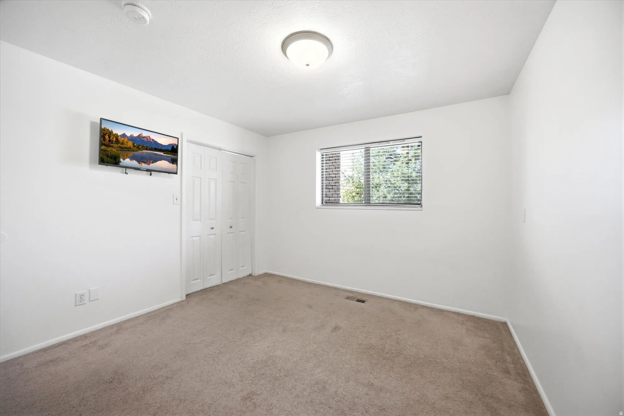 Unfurnished bedroom featuring carpet floors and a closet