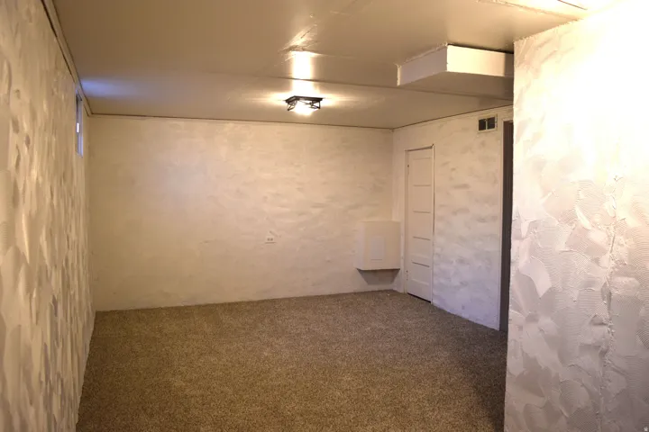 Basement featuring carpet flooring