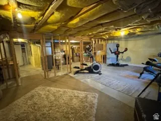 Workout room with concrete flooring