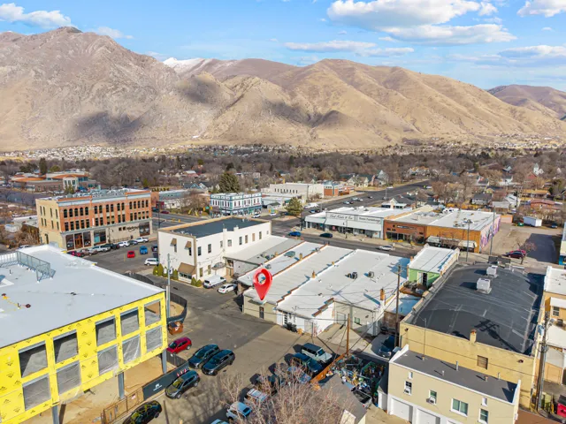 Drone / aerial view of a mountain backdrop
