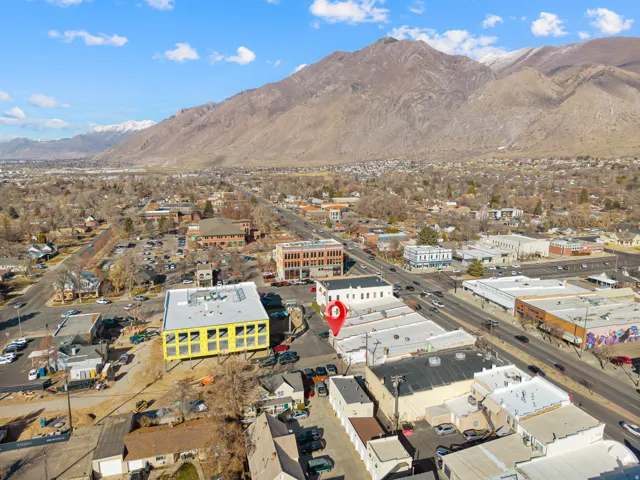 Bird's eye view of a mountain backdrop