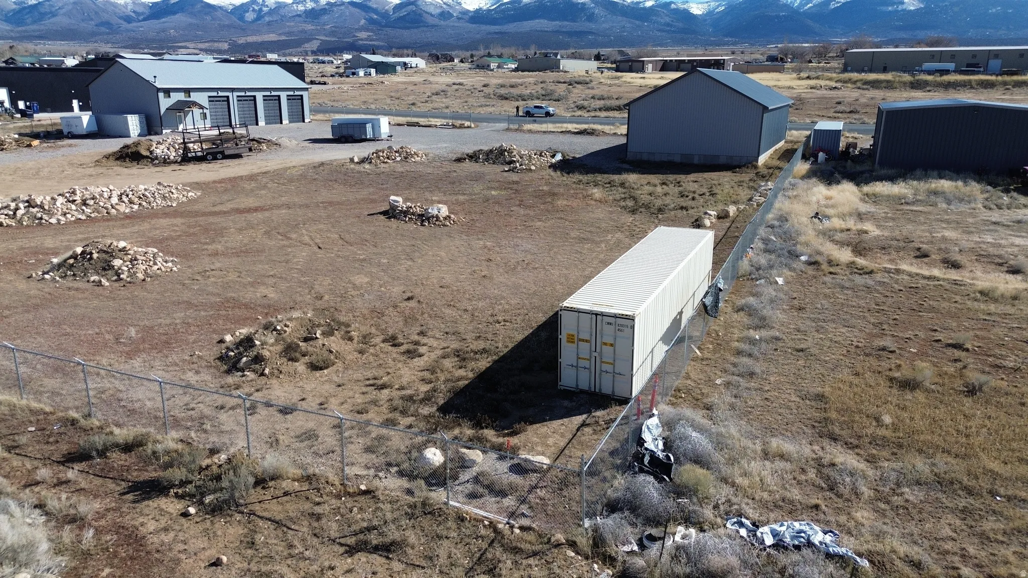 Aerial view of a mountain backdrop