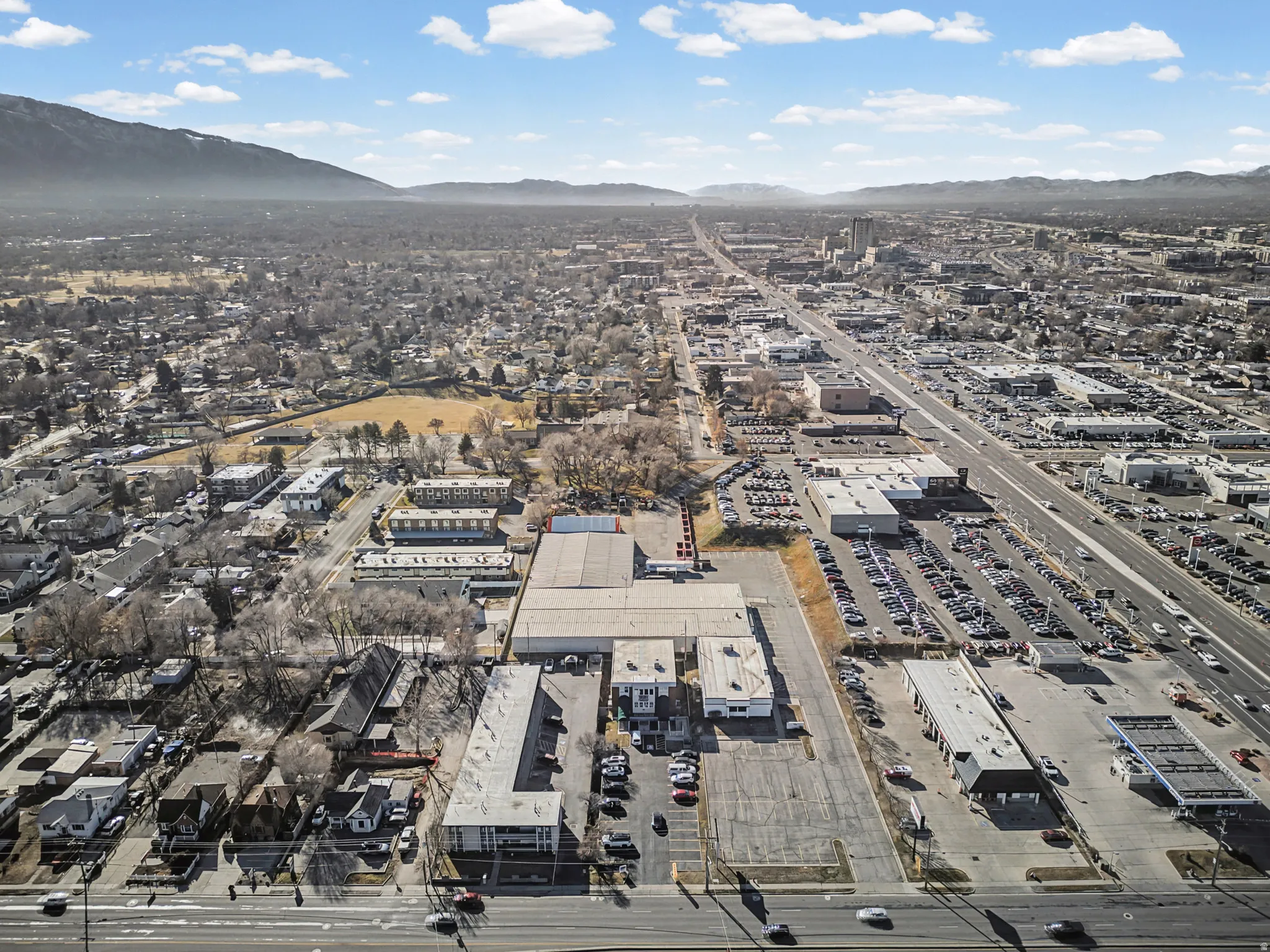 Aerial overview of property's location with mountains