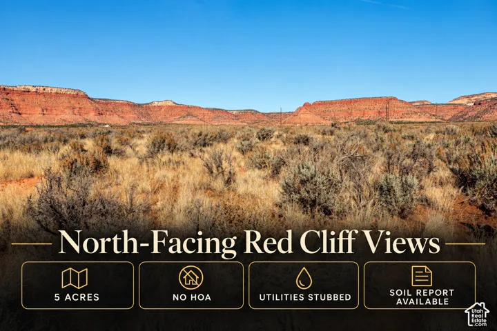 Five-acre parcel featuring natural desert terrain and expansive red cliff scenery