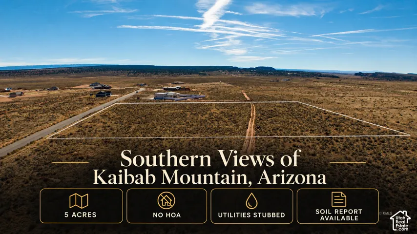 Five-acre parcel featuring Kaibab Mountain scenery, paved road access, and stubbed utilities