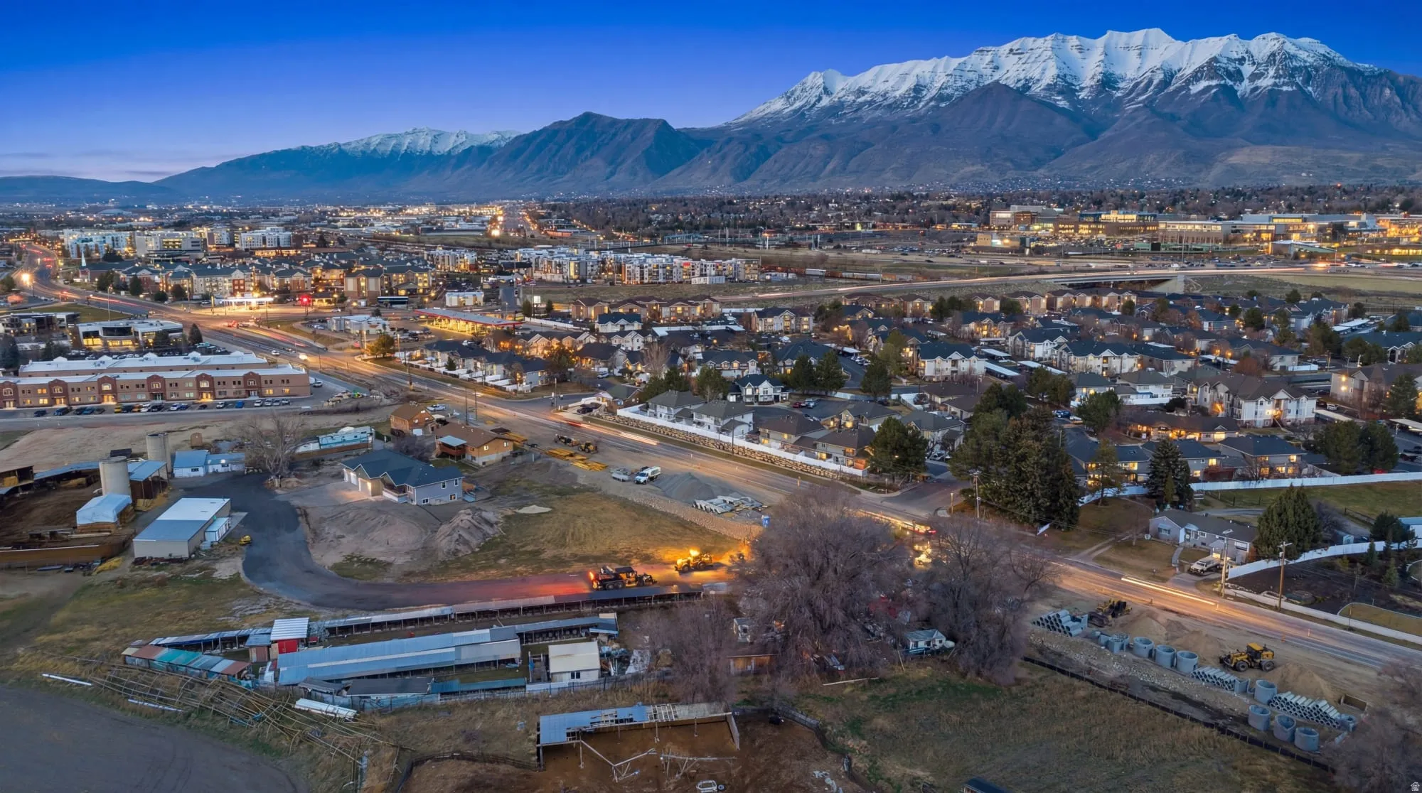 Drone / aerial view of a mountain backdrop