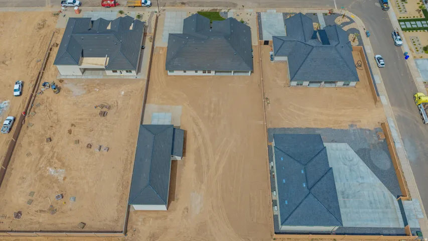 Aerial perspective of suburban area