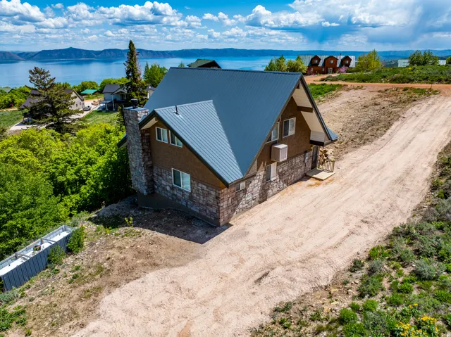 Drone / aerial view of a water and mountain view