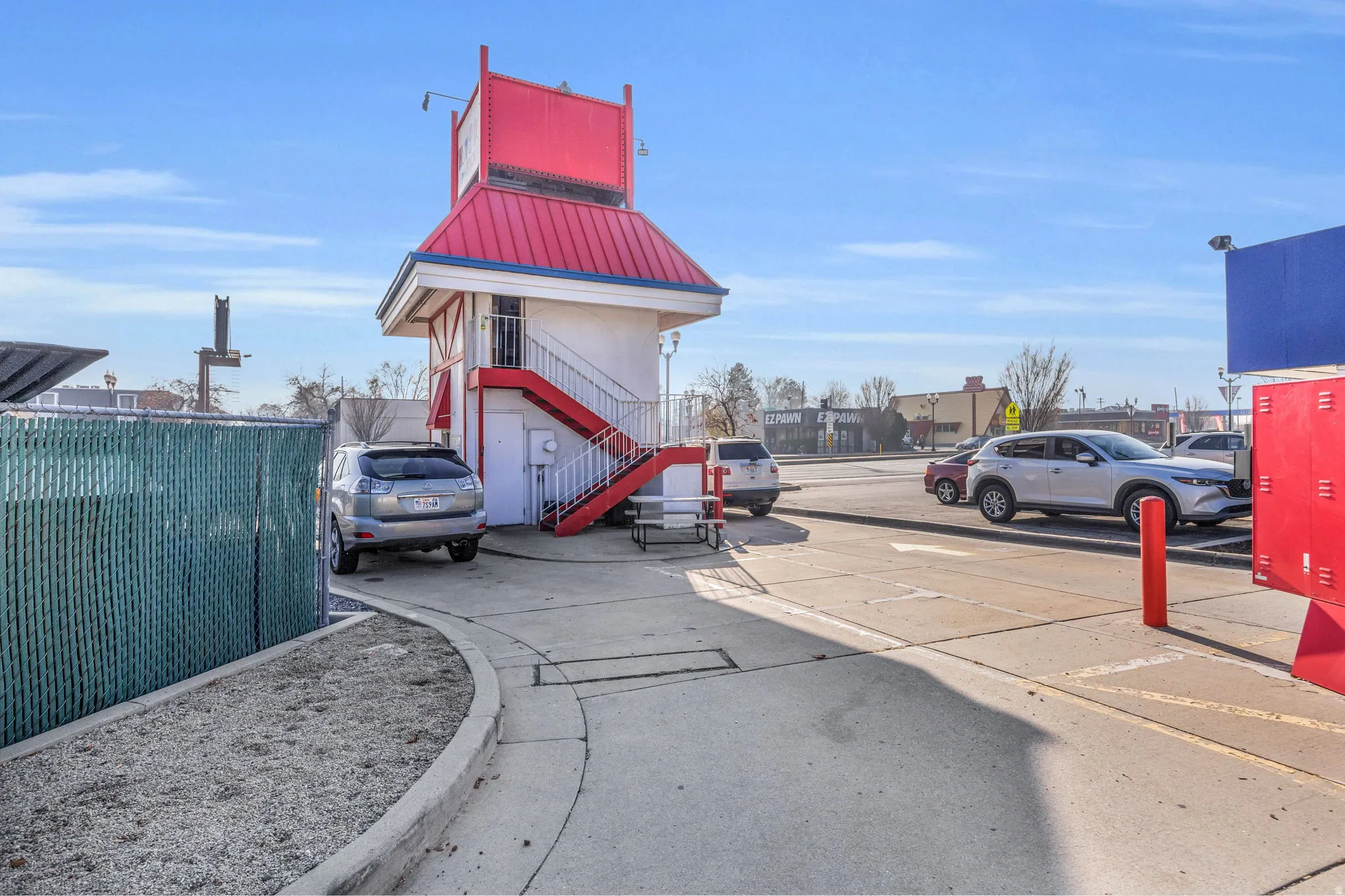 View of street with stairs