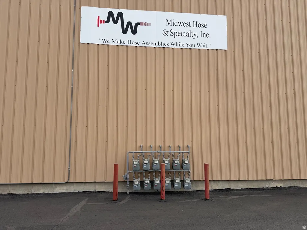 Exterior view of gas meters.