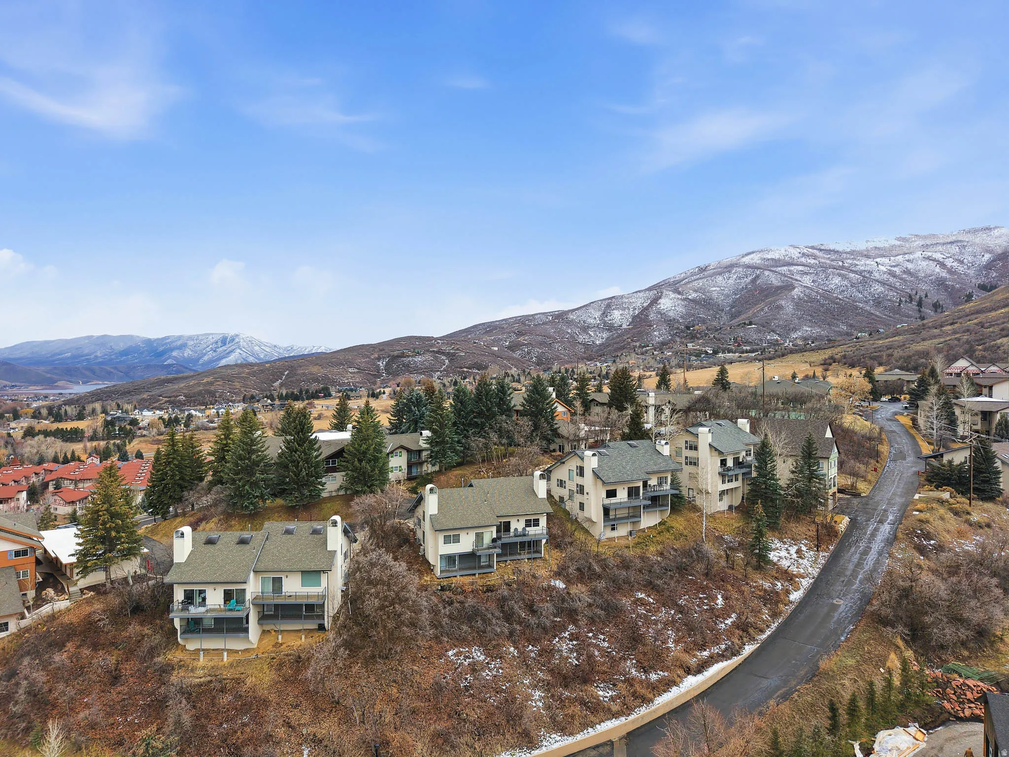 View of mountain backdrop with nearby suburban area