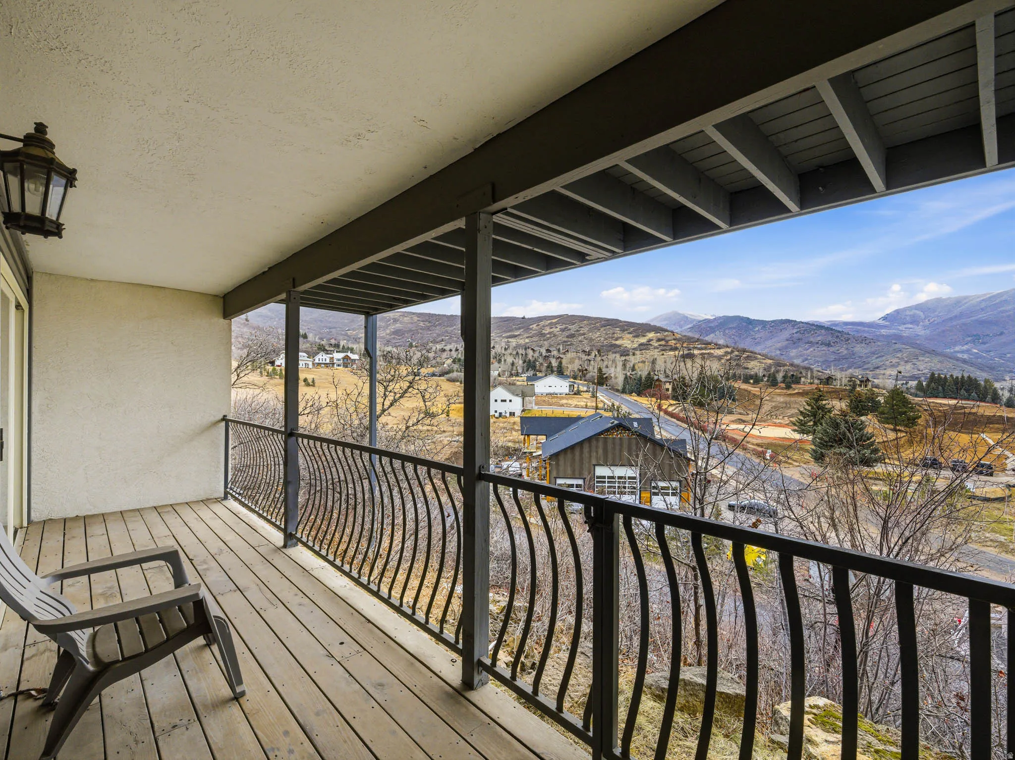 Balcony with a mountain view