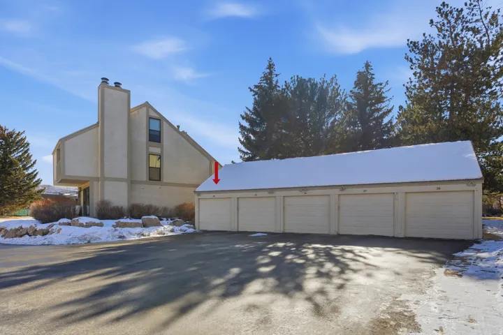 View of snow covered garage