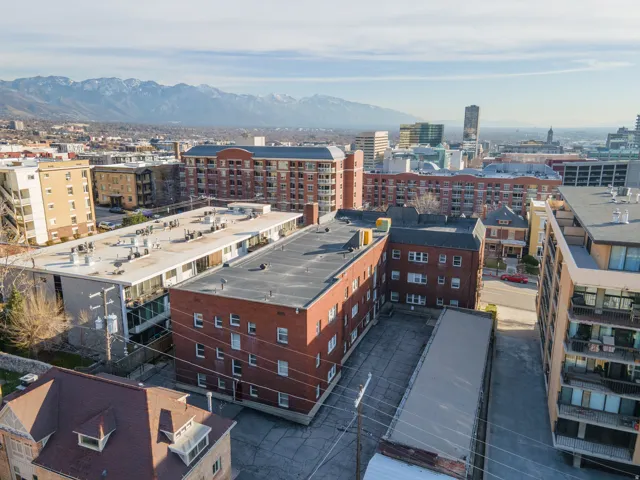 City view with a mountain backdrop