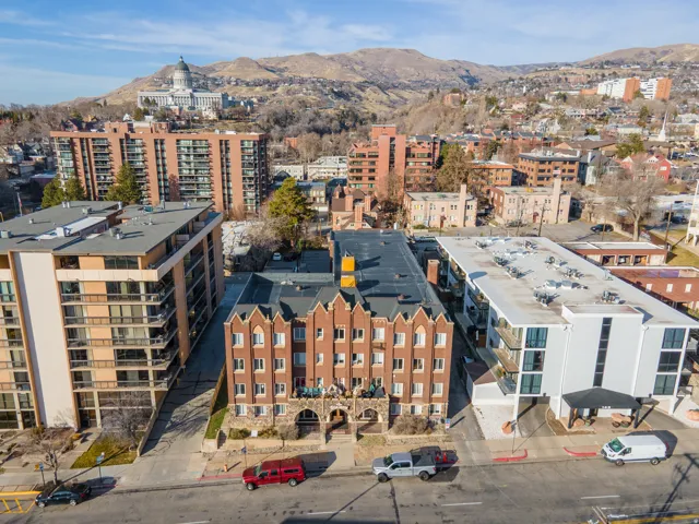 View of urban area with a mountainous background