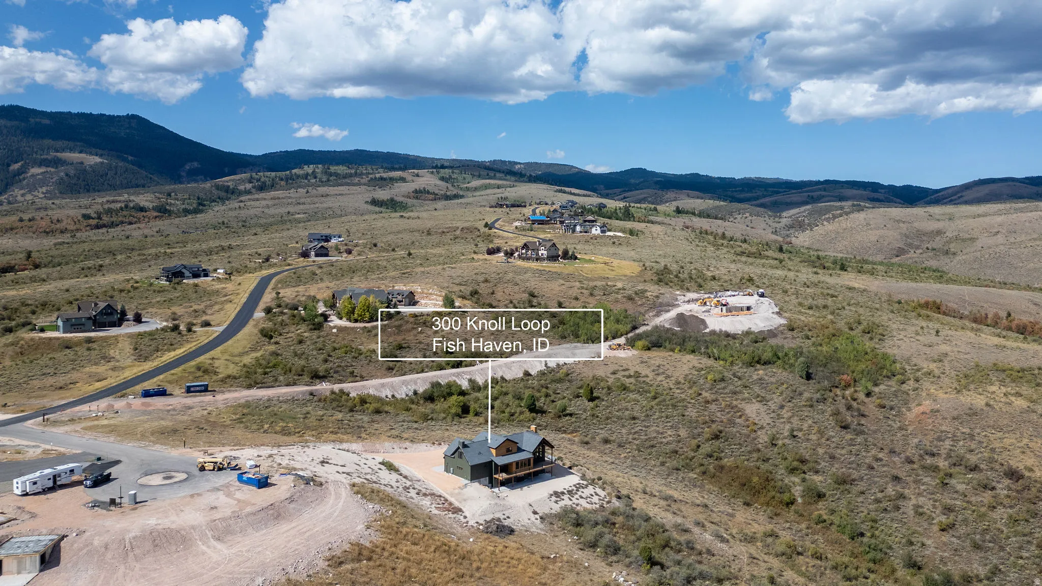 Overview of rural landscape featuring mountains and property boundaries highlighted