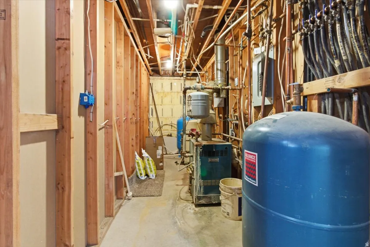 Utilities featuring electric panel and a heating unit